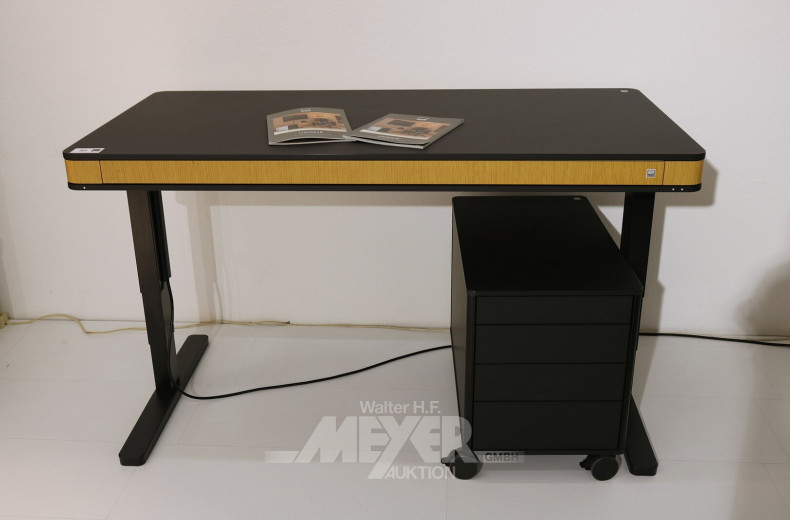 Schreibtisch 'T8 L', höhenverstellbar, mit Rollcontainer 'C8'