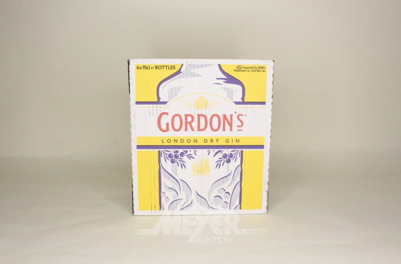 6 Flaschen Dry Gin, im Karton originalverpackt