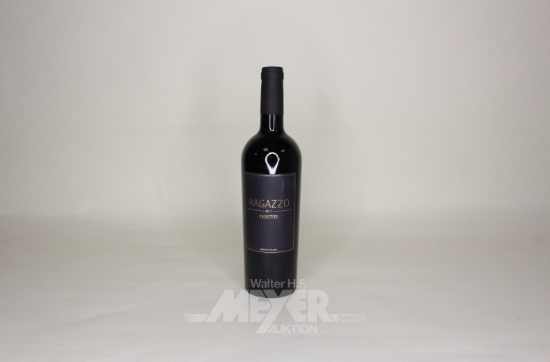 12 Flaschen Rotwein 'Ragazzo Primitivo No. 1', u.a. Jg. 2023