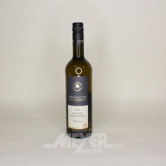 12 Flaschen Weißwein 'Weisser Burgunder', u.a. Jg. 2021, trocken