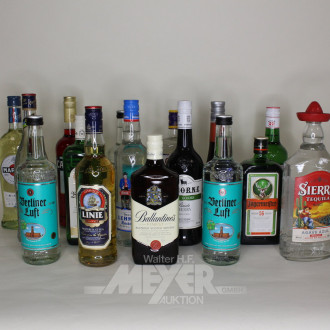 Posten versch. Spirituosen, u.a. Aperitifs, Rum, Likör, Tequila, Whiskey etc.