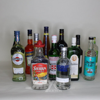 Posten versch. Spirituosen, u.a. Aperitifs, Wodka, Liköre, Martini