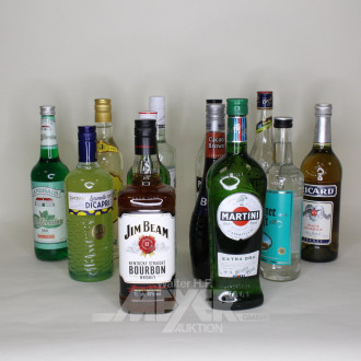 Posten versch. Spirituosen, u.a. Rum, Liköre, Ouzo, Aquavit