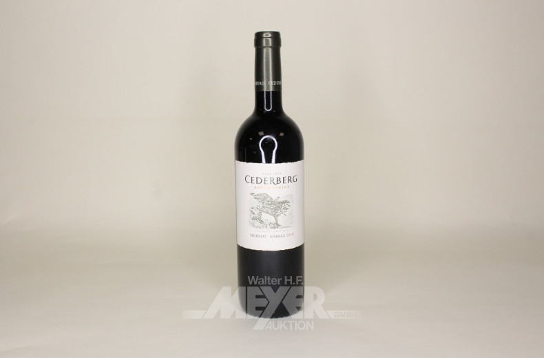 9 Flaschen Rotwein, Merlot u. Shiraz, versch. Jahrgänge