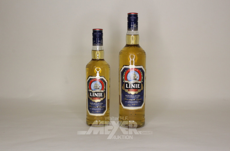 4 Flaschen Aquavit 'Linie', 2x 50cl, 2x 100cl