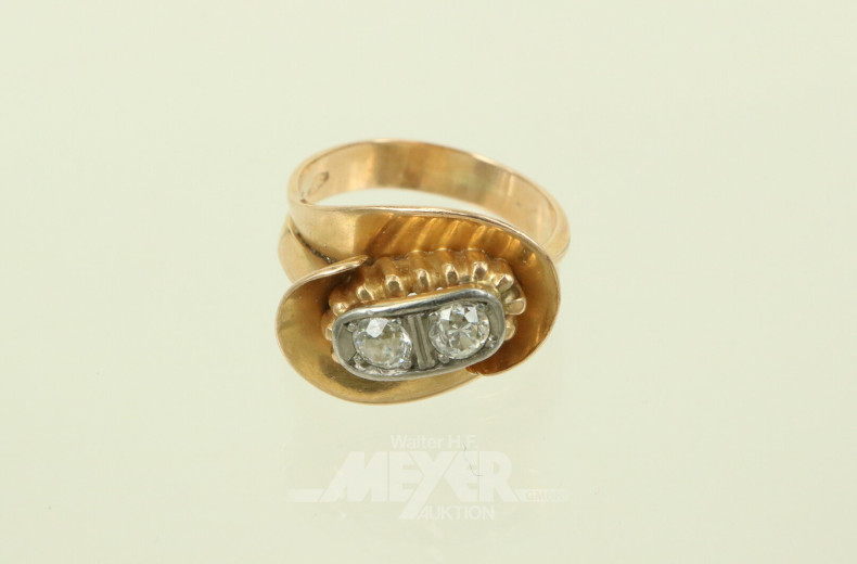 Damenring, besetzt mit 2 Altschliff-Diamanten