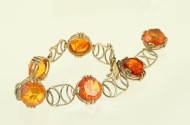 Glieder-Armband, besetzt mit 6 Bernsteinen