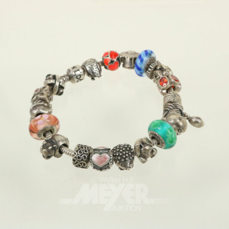 Armband PANDORA mit 21 div. Charms