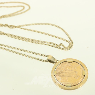 Kette mit Münzanhänger "Five Dollars"