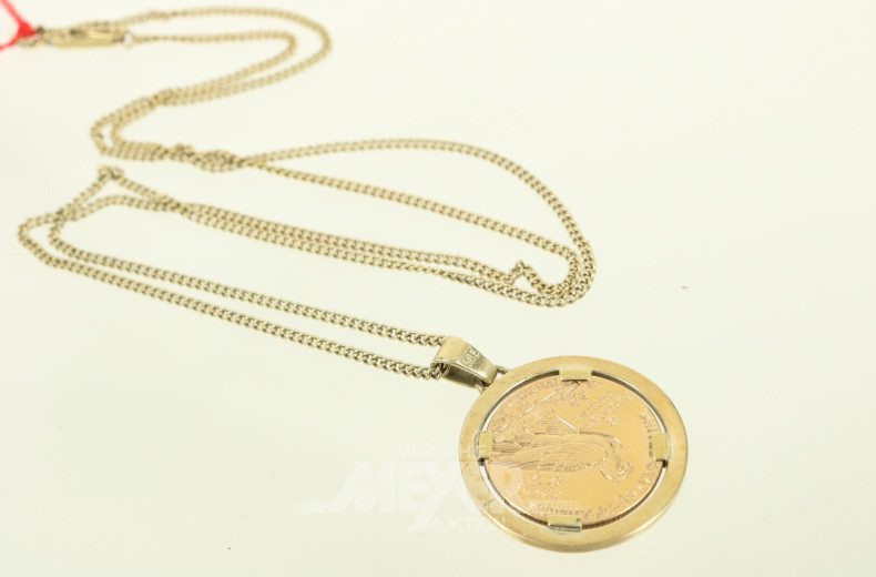 Kette mit Münzanhänger "Five Dollars"