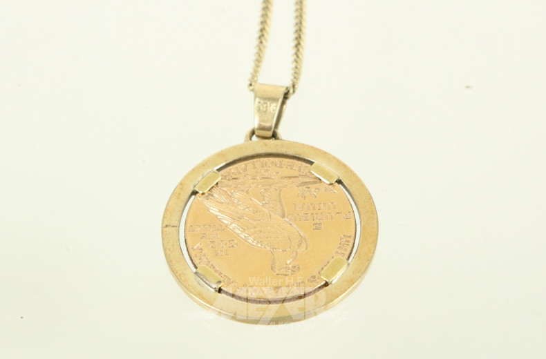 Kette mit Münzanhänger "Five Dollars"