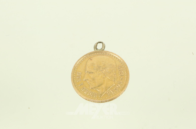 kl. Münzanhänger "Dos Pesos", Mexico 1945