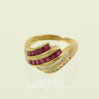 Damenring, besetzt mit kl. Rubinen und Diamanten