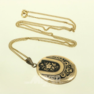 Kette 750er GG mit Medaillon, vergoldet