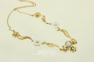 Collier, besetzt mit 5 kl. Diamanten und Opalblüten