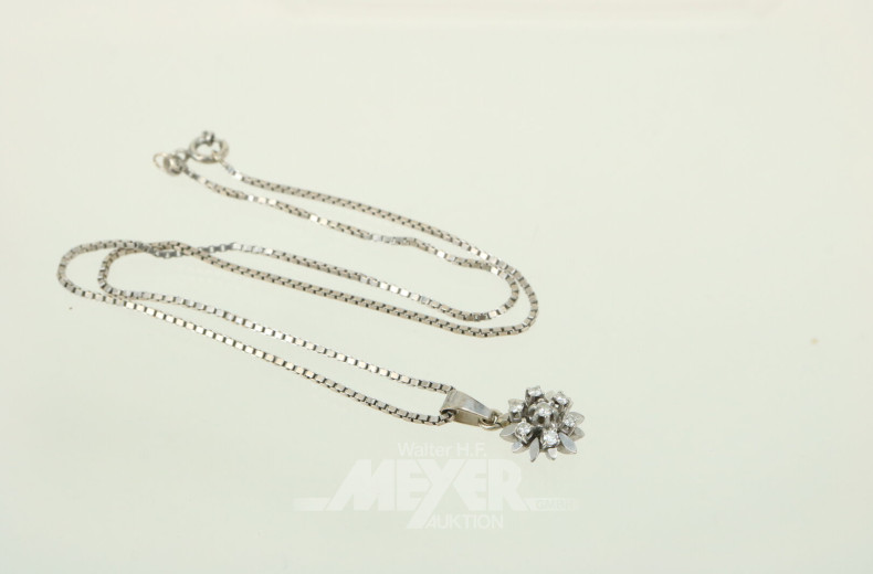 Kette mit Anhänger, besetzt mit 7 kl. Brillanten