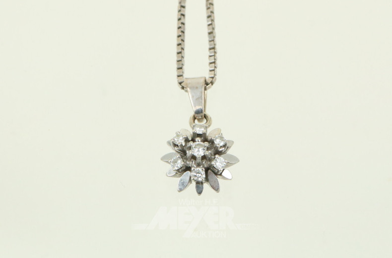Kette mit Anhänger, besetzt mit 7 kl. Brillanten
