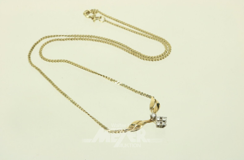 zartes Collier, im Mittelteil besetzt mi 5 kl. Diamanten