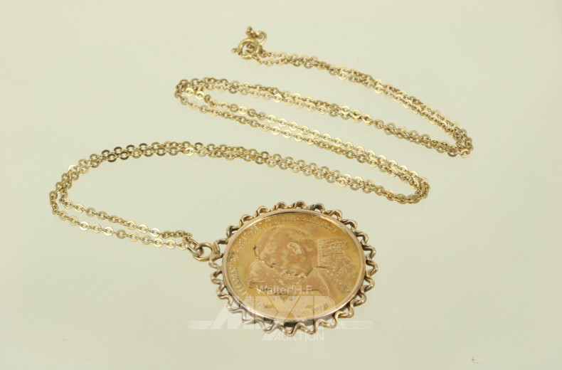 Kette in 750er GG mit Münzanhänger