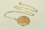 Kette in 750er GG mit Münzanhänger