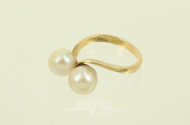 Damenring, besetzt mit 2 Perlen
