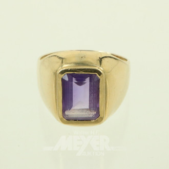 Damen- / Herrenring, besetzt mit 1 lila Farbstein