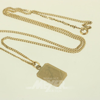 Kette mit Anhänger, monogr. "J"