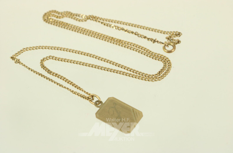 Kette mit Anhänger, monogr. "J"