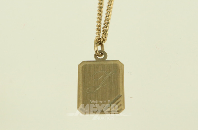 Kette mit Anhänger, monogr. "J"