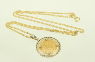 Kette 585er GG mit Münzanhänger: Österreich 4 Florin 10 Franken, 1892 "Franz Josef"