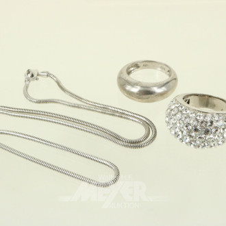 Halskette sowie 2 Ringe