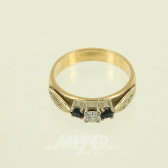 Damenring, besetzt mit 2 Saphiren und 1 Brillanten