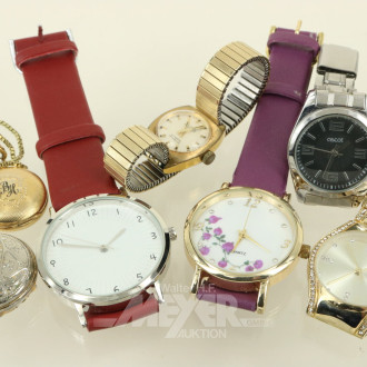 5 Armbanduhren sowie 2 Anhängeruhren