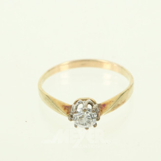 Damenring mit 1 Altschliff-Diamantsolitär von ca. 0,40 ct.