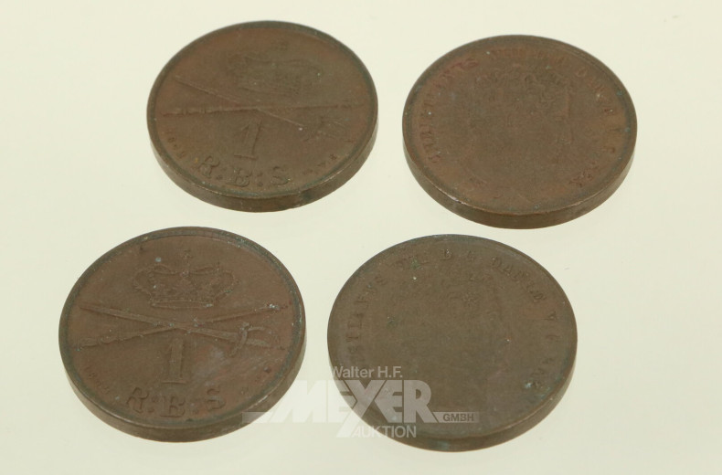 4 Münzen Dänemark zu je 1 Rigsbankskilling (RBS) Christian VIII. 1842 V.S