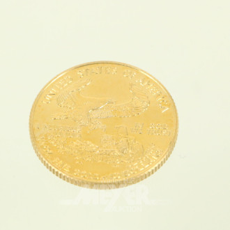 Goldmünze, 10 Dollars, ¼ 0Z Fine Gold, USA 1995, "Liberty"