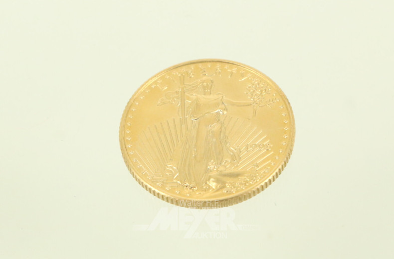 Goldmünze, 10 Dollars, ¼ 0Z Fine Gold, USA 1995, "Liberty"
