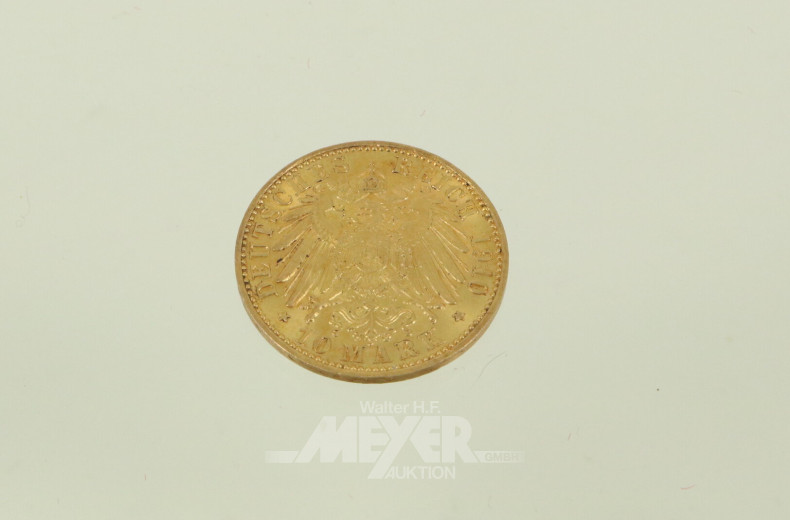 Goldmünze Preußen 10 Mark Wilhelm II. 1910 A