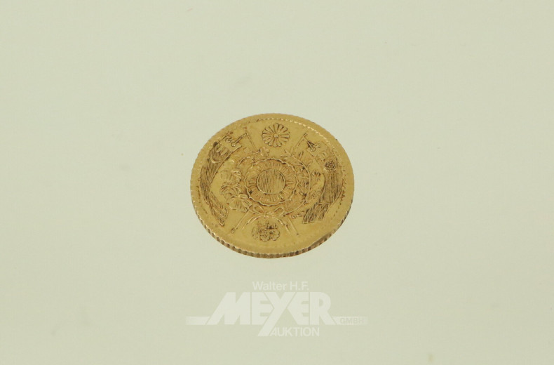 Goldmünze Japan 1 Yen um 1871, Osaka Mint