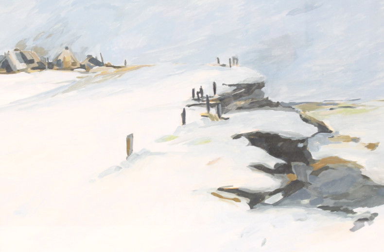 3 Mischtechniken "Winterliche Küste"