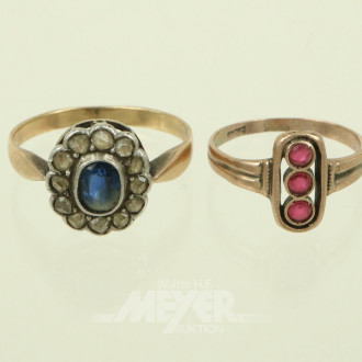 2 Damenringe mi Farbsteinen