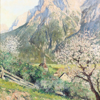 Gemälde "Gebirgsdorf im Frühling"
