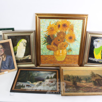 7 versch. Bilder und Gemälde