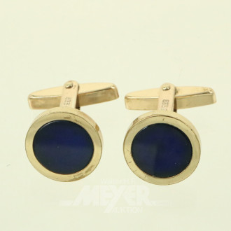 Paar Manschettenknöpfe mit blauen Farbsteinen