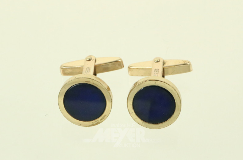 Paar Manschettenknöpfe mit blauen Farbsteinen