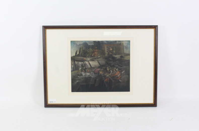 Radierung 'Surreale Komposition'