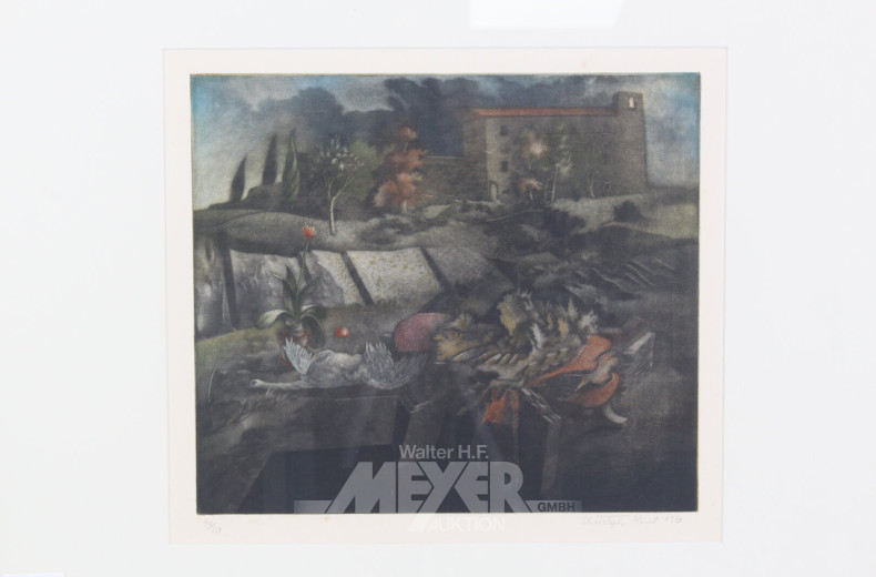 Radierung 'Surreale Komposition'