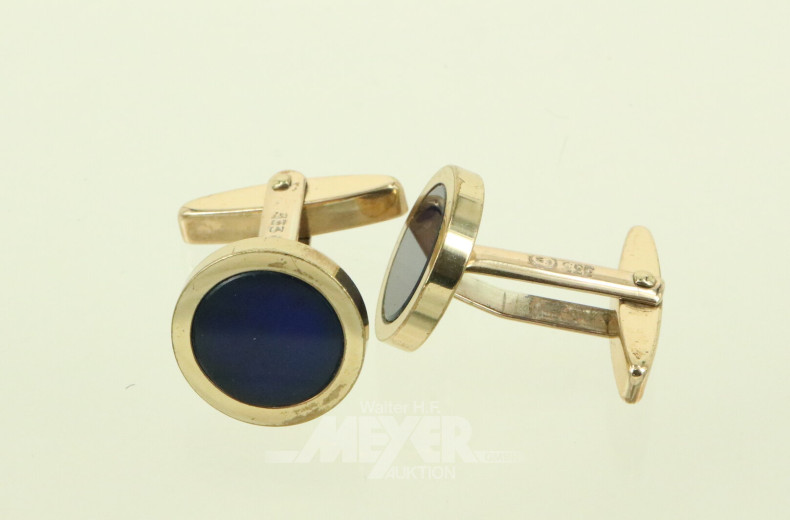 Paar Manschettenknöpfe mit blauen Farbsteinen