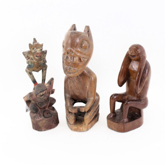 3 Holzschnitzfiguren u.a. thailändisch