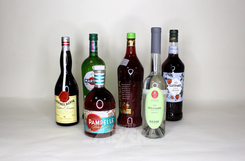 6 Flaschen versch. Spirituosen, best. aus: